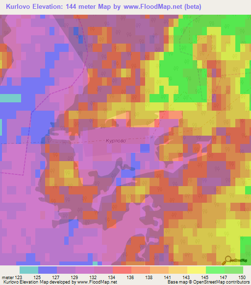 Kurlovo,Russia Elevation Map