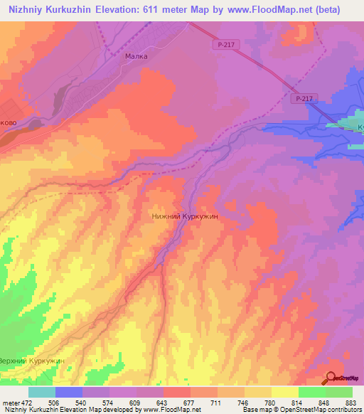 Nizhniy Kurkuzhin,Russia Elevation Map