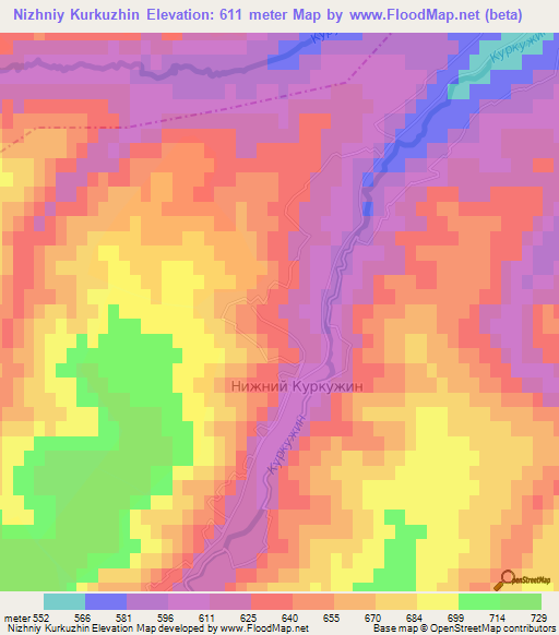 Nizhniy Kurkuzhin,Russia Elevation Map