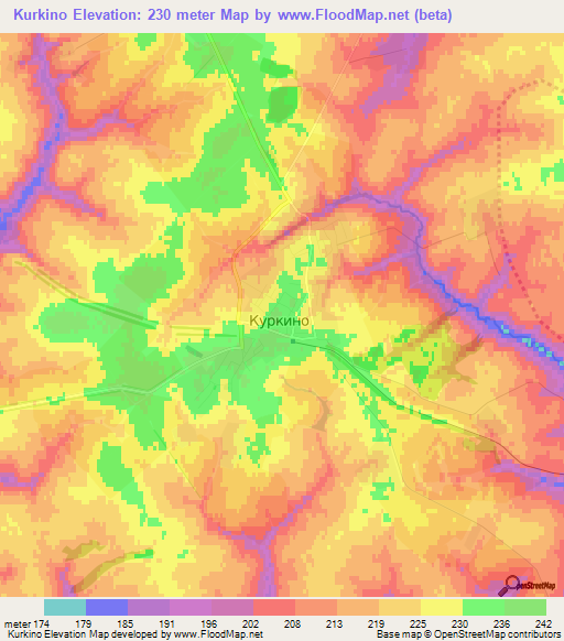 Kurkino,Russia Elevation Map