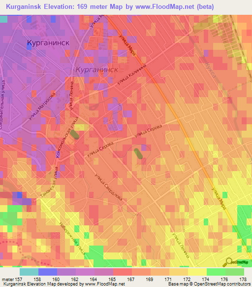 Kurganinsk,Russia Elevation Map