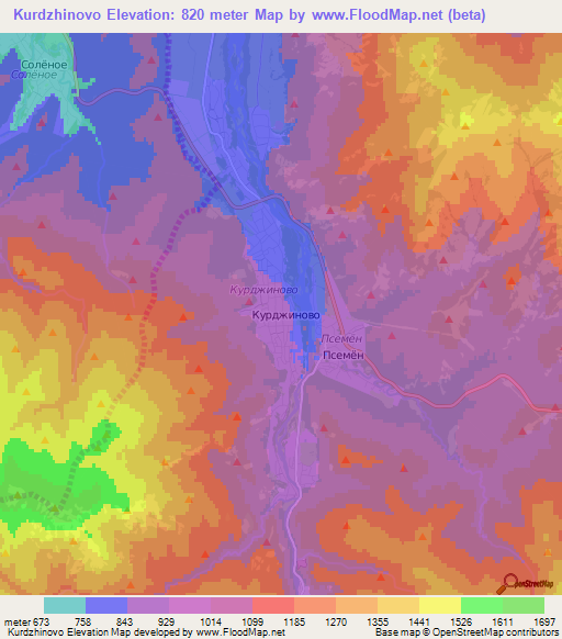 Kurdzhinovo,Russia Elevation Map