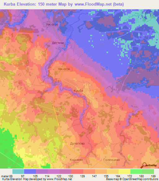 Kurba,Russia Elevation Map