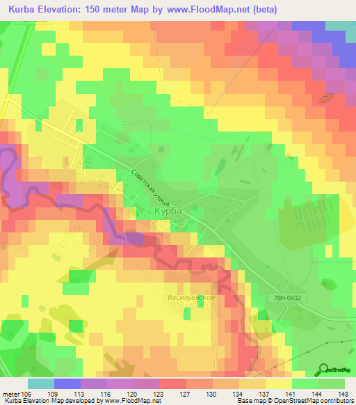 Kurba,Russia Elevation Map