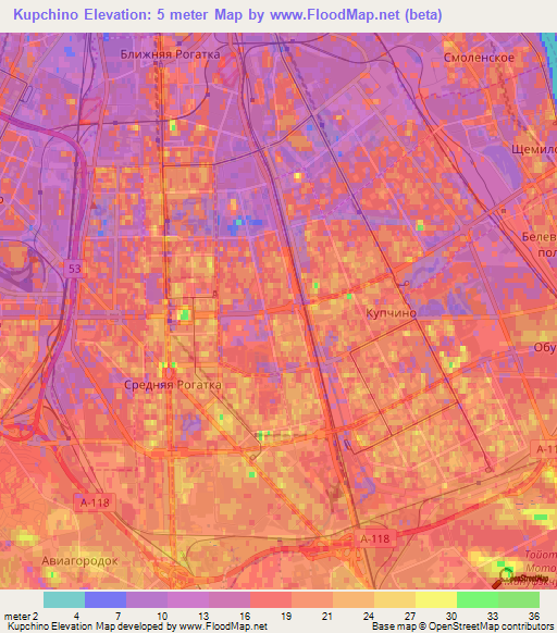 Kupchino,Russia Elevation Map