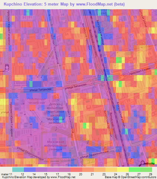 Kupchino,Russia Elevation Map