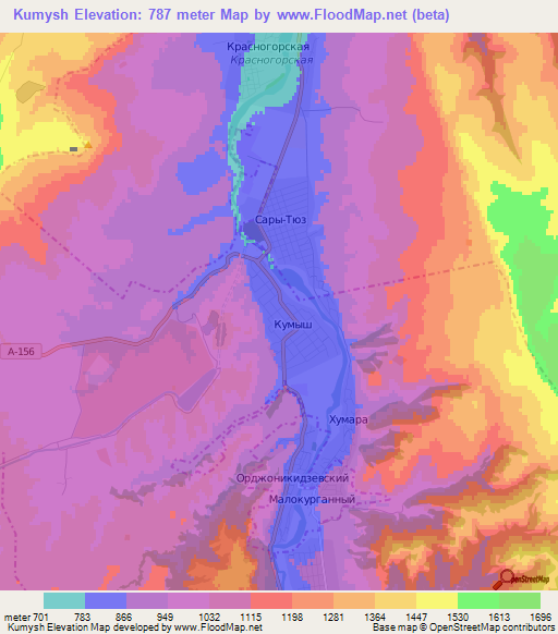 Kumysh,Russia Elevation Map