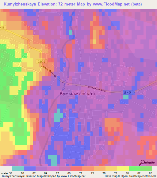 Kumylzhenskaya,Russia Elevation Map