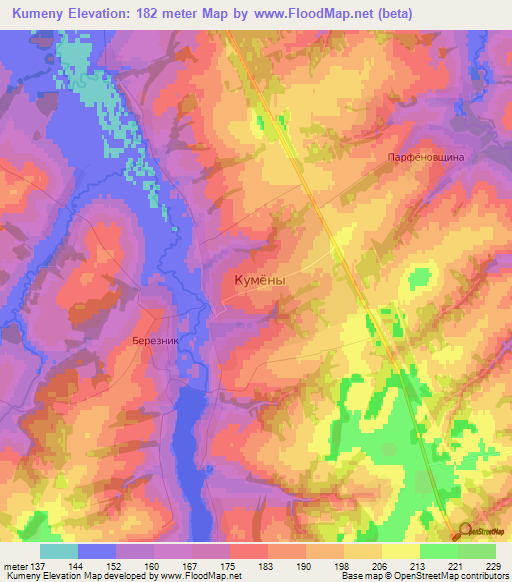 Kumeny,Russia Elevation Map