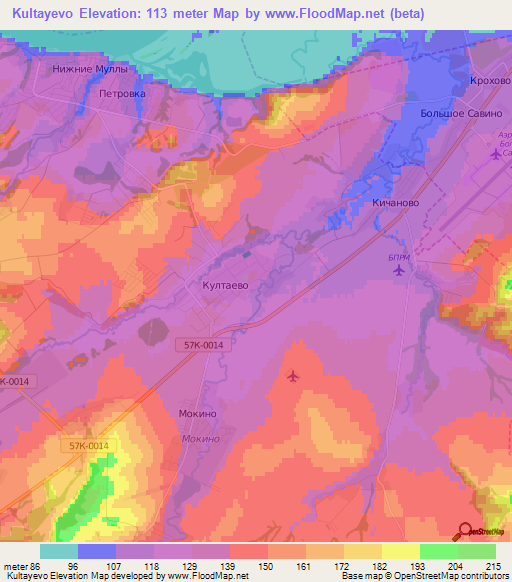 Kultayevo,Russia Elevation Map
