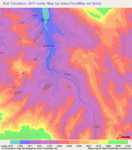 Kuli,Russia Elevation Map