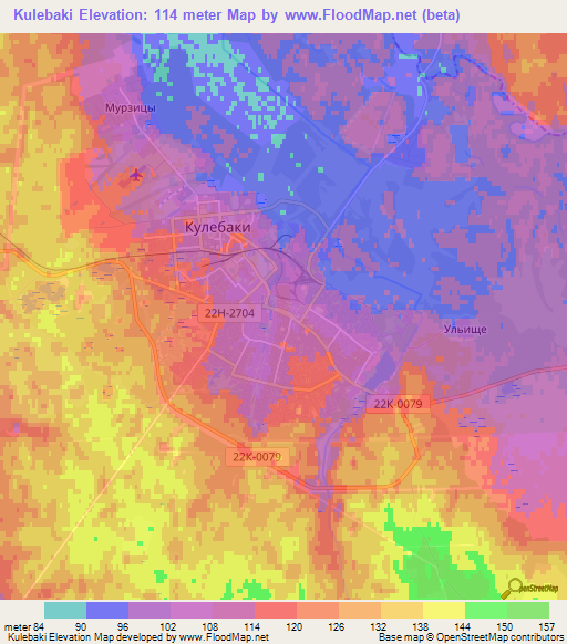 Kulebaki,Russia Elevation Map