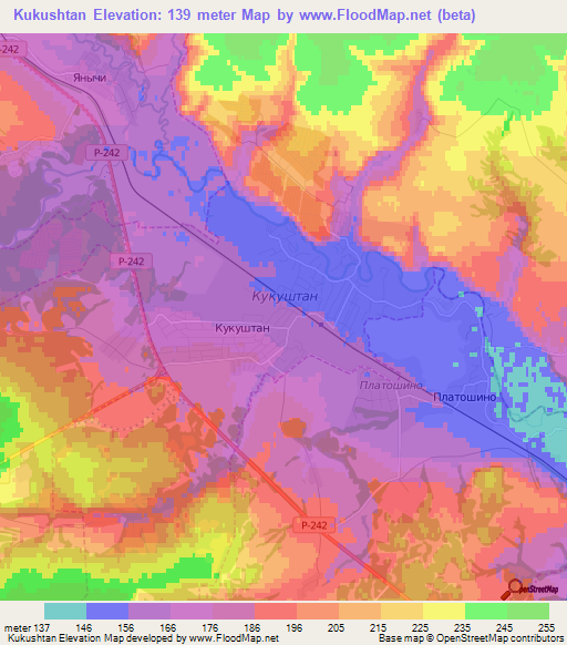 Kukushtan,Russia Elevation Map