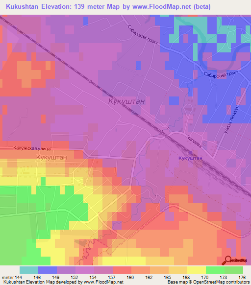Kukushtan,Russia Elevation Map