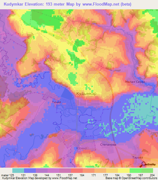 Kudymkar,Russia Elevation Map