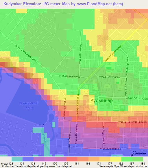 Kudymkar,Russia Elevation Map