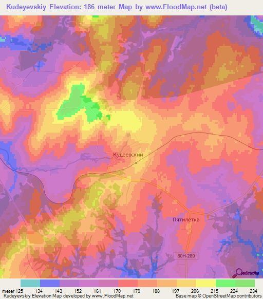 Kudeyevskiy,Russia Elevation Map