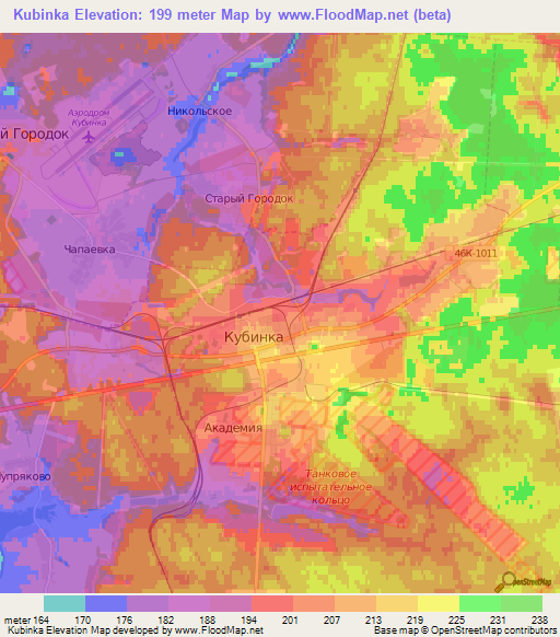 Kubinka,Russia Elevation Map