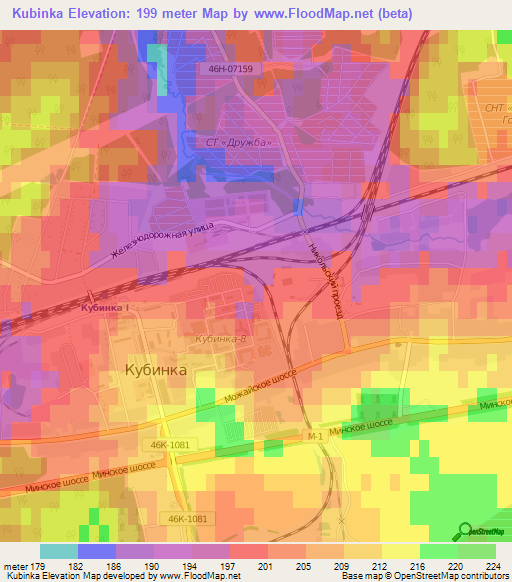 Kubinka,Russia Elevation Map