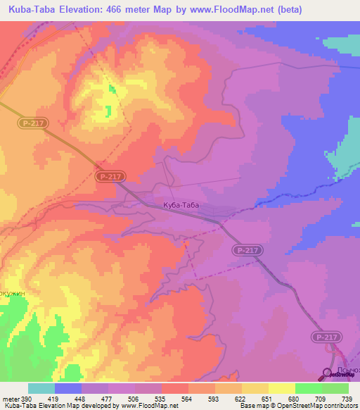 Kuba-Taba,Russia Elevation Map