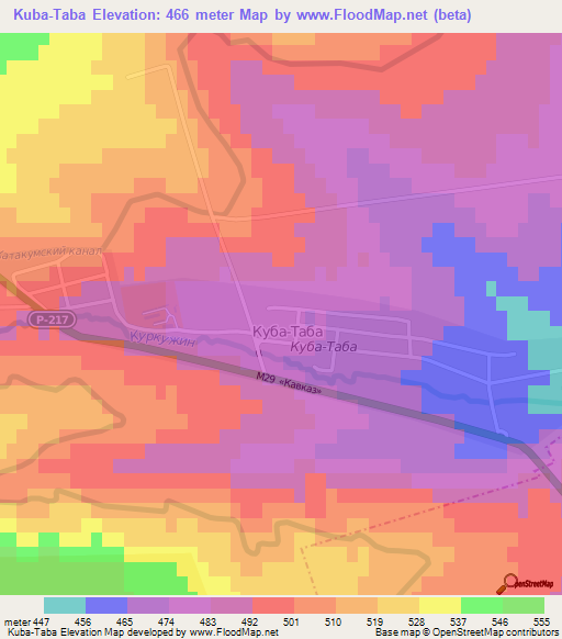 Kuba-Taba,Russia Elevation Map