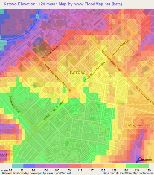 Kstovo,Russia Elevation Map