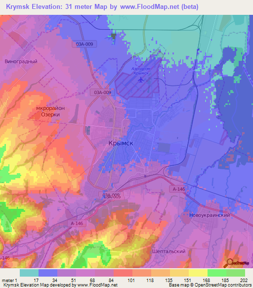 Krymsk,Russia Elevation Map