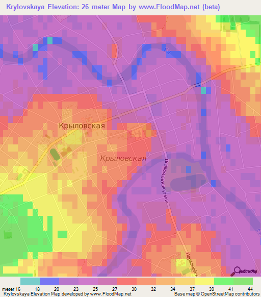 Krylovskaya,Russia Elevation Map