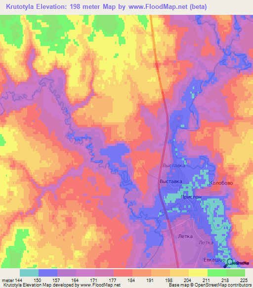 Krutotyla,Russia Elevation Map