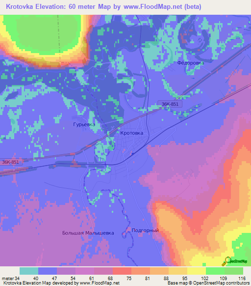 Krotovka,Russia Elevation Map