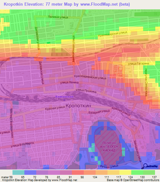 Kropotkin,Russia Elevation Map