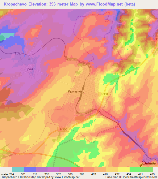 Kropachevo,Russia Elevation Map