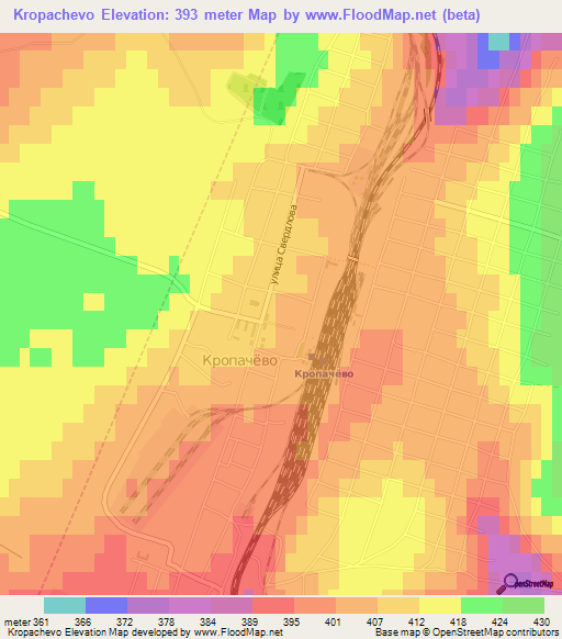 Kropachevo,Russia Elevation Map