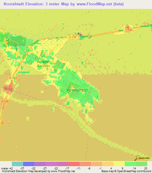 Kronshtadt,Russia Elevation Map