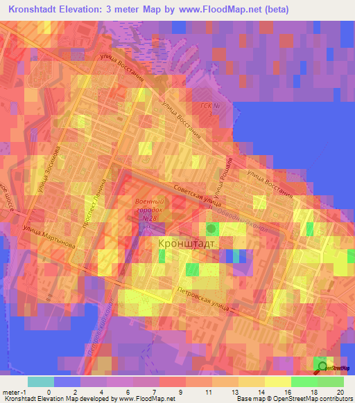 Kronshtadt,Russia Elevation Map