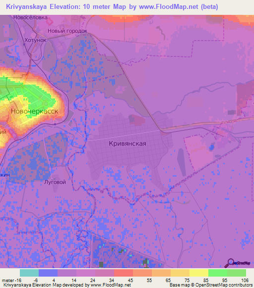 Krivyanskaya,Russia Elevation Map