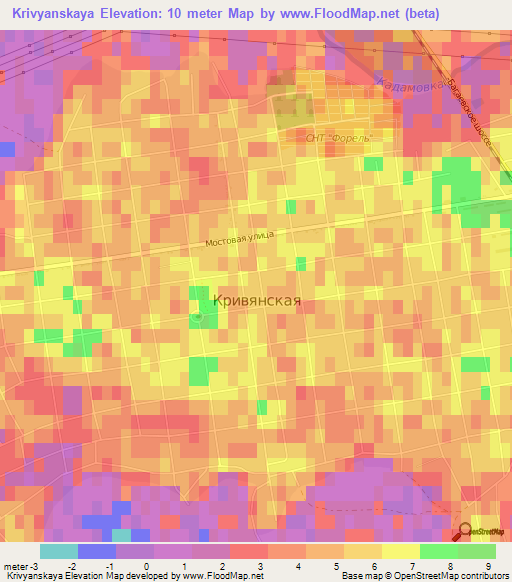 Krivyanskaya,Russia Elevation Map