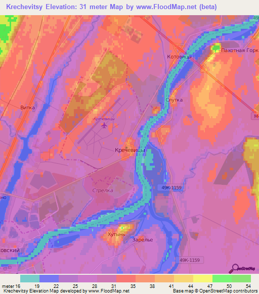 Krechevitsy,Russia Elevation Map