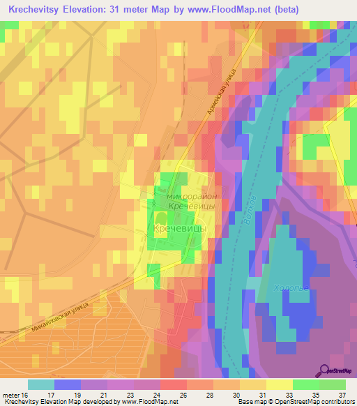 Krechevitsy,Russia Elevation Map