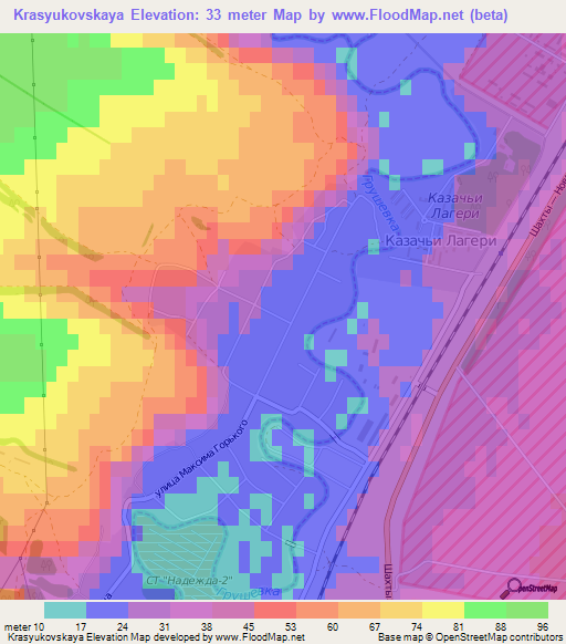 Krasyukovskaya,Russia Elevation Map