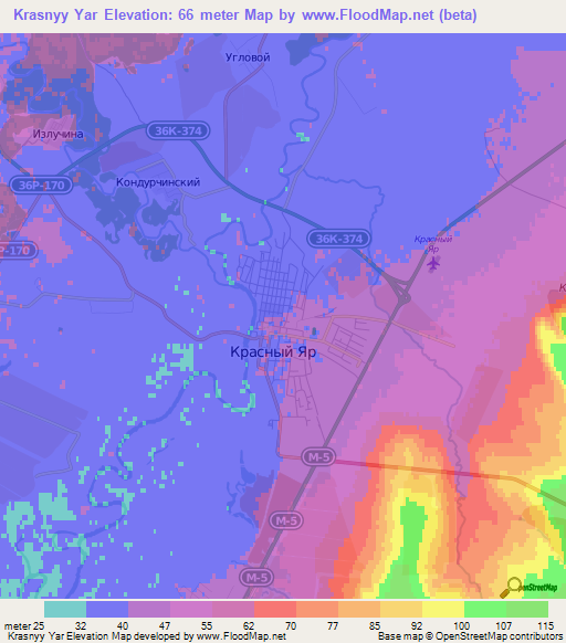 Krasnyy Yar,Russia Elevation Map