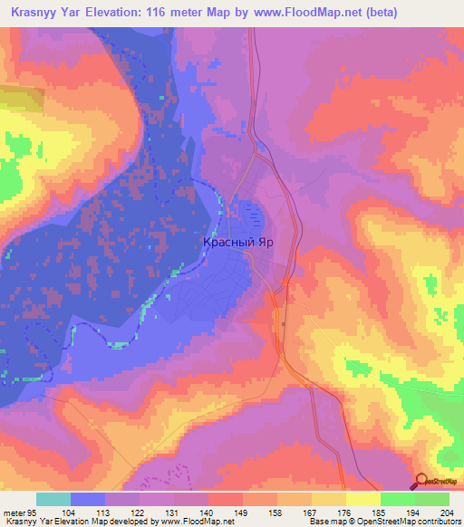 Krasnyy Yar,Russia Elevation Map