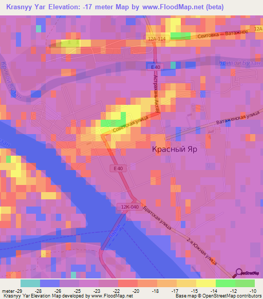 Krasnyy Yar,Russia Elevation Map