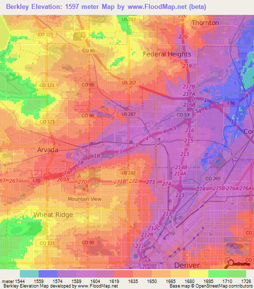 Berkley,US Elevation Map