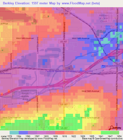 Berkley,US Elevation Map