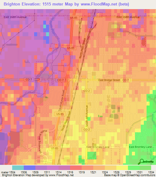 Brighton,US Elevation Map