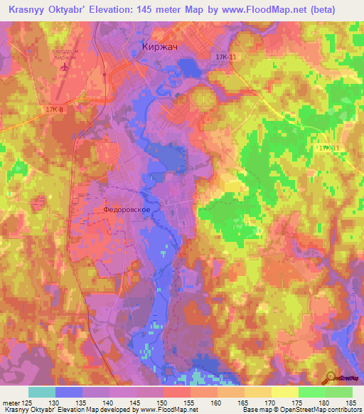 Krasnyy Oktyabr',Russia Elevation Map