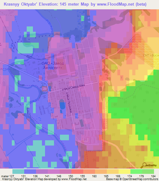 Krasnyy Oktyabr',Russia Elevation Map