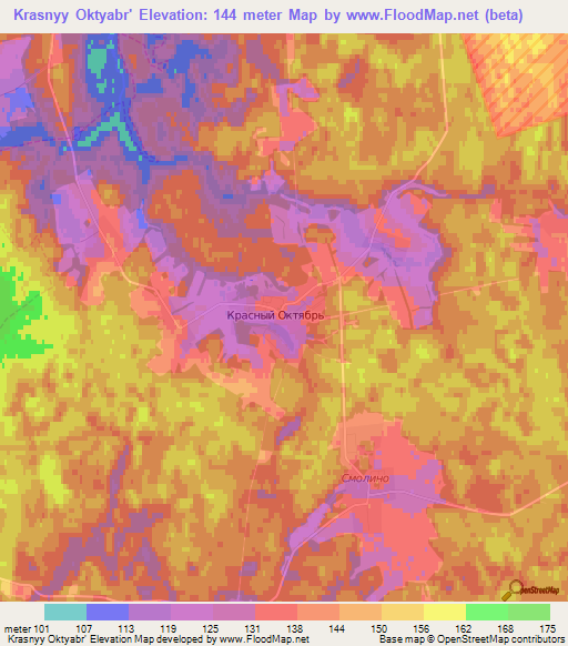 Krasnyy Oktyabr',Russia Elevation Map