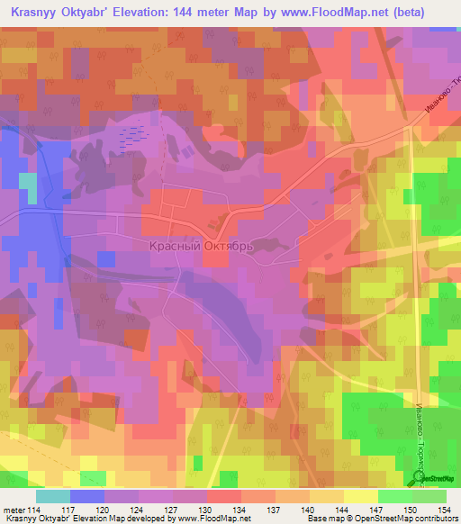 Krasnyy Oktyabr',Russia Elevation Map